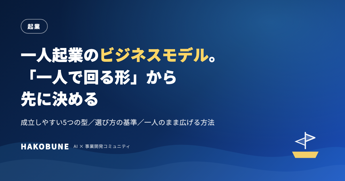 一人起業のビジネスモデル。「一人で回る形」から先に決める