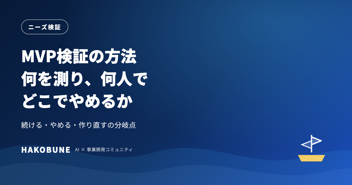 MVP検証の方法──何を測り、何人で判断し、どこでやめるか