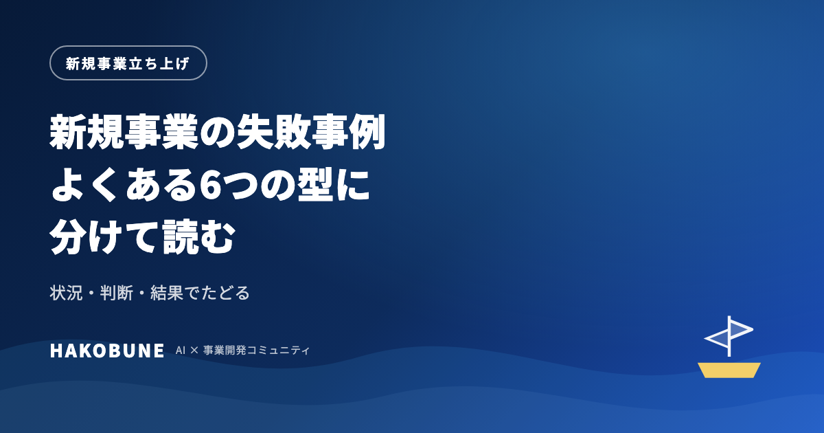 新規事業の失敗事例を、よくある6つの型に分ける