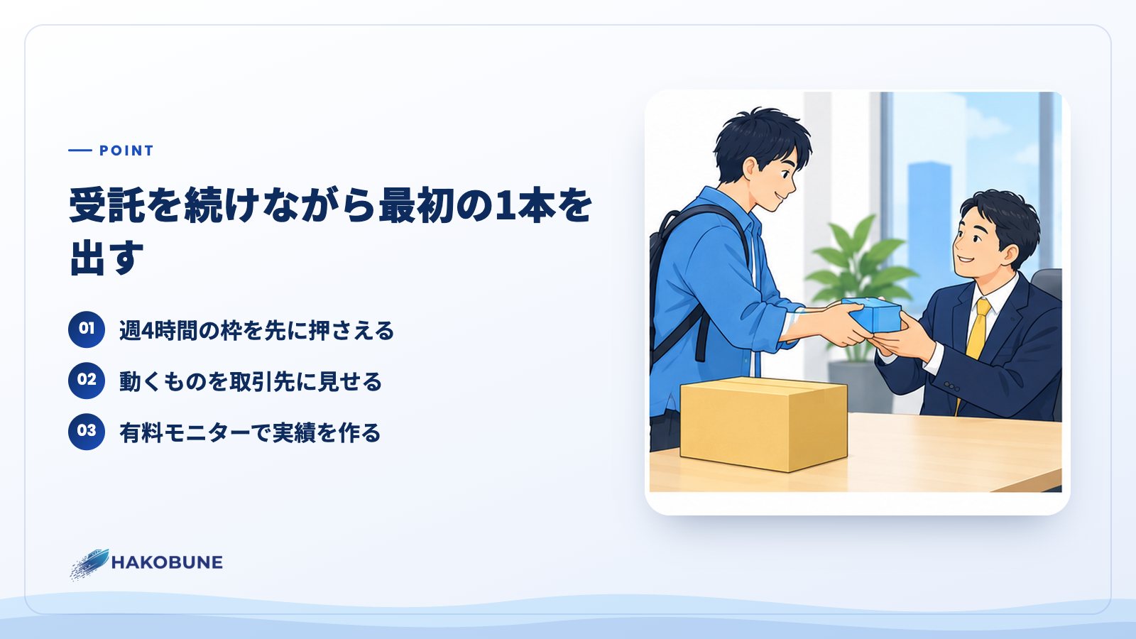 受託を続けながら最初の1本を出す