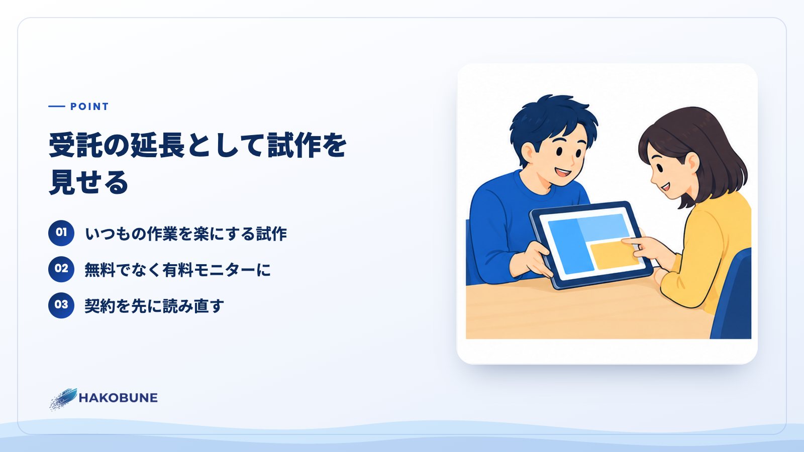 受託の延長として試作を見せる