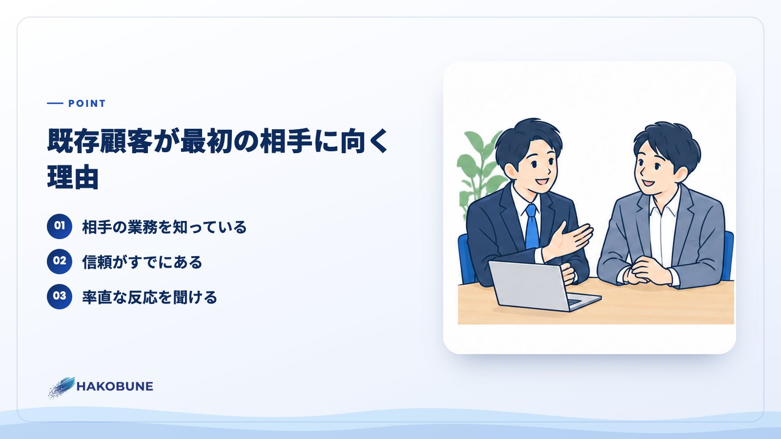 既存顧客が最初の相手に向く理由