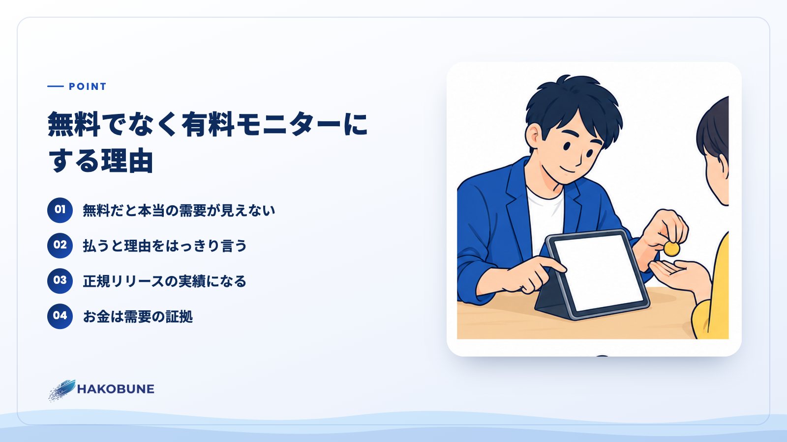 無料でなく有料モニターにする理由